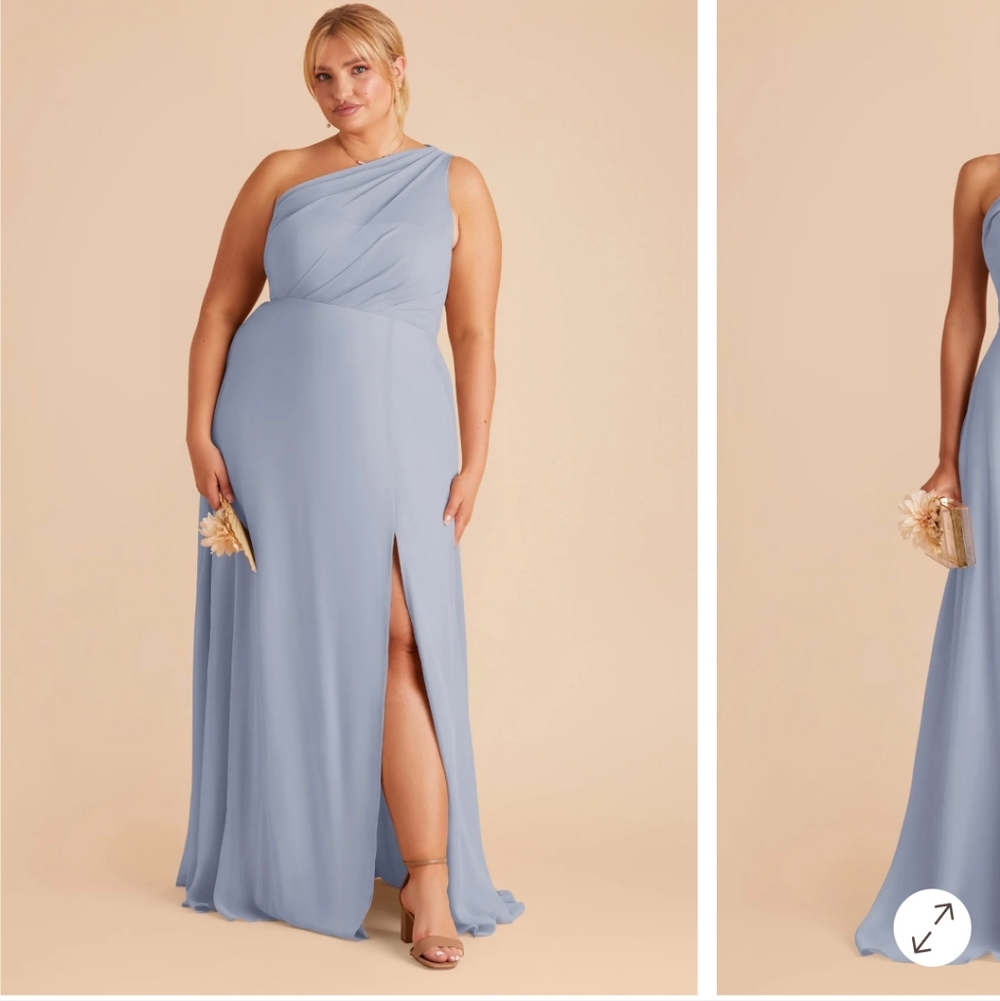 Birdy Grey One Shoulder Dress in Light Blue